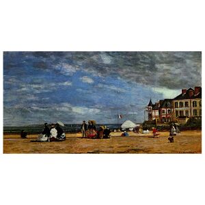 Legendarte Cuadro lienzo - La Plage de Trouville - Eugène Boudin - cm. 40x80