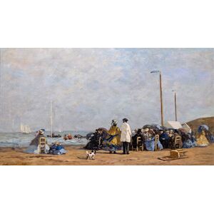 Legendarte Cuadro lienzo - Crinolines Sur La Plage - Eugène Boudin - cm. 50x90