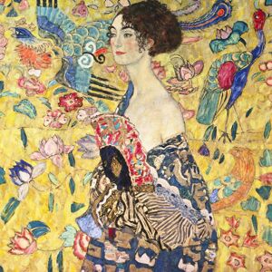 Hexoa Arte klimt cuadro la dama con abanico impresión sobre lienzo 80x80cm