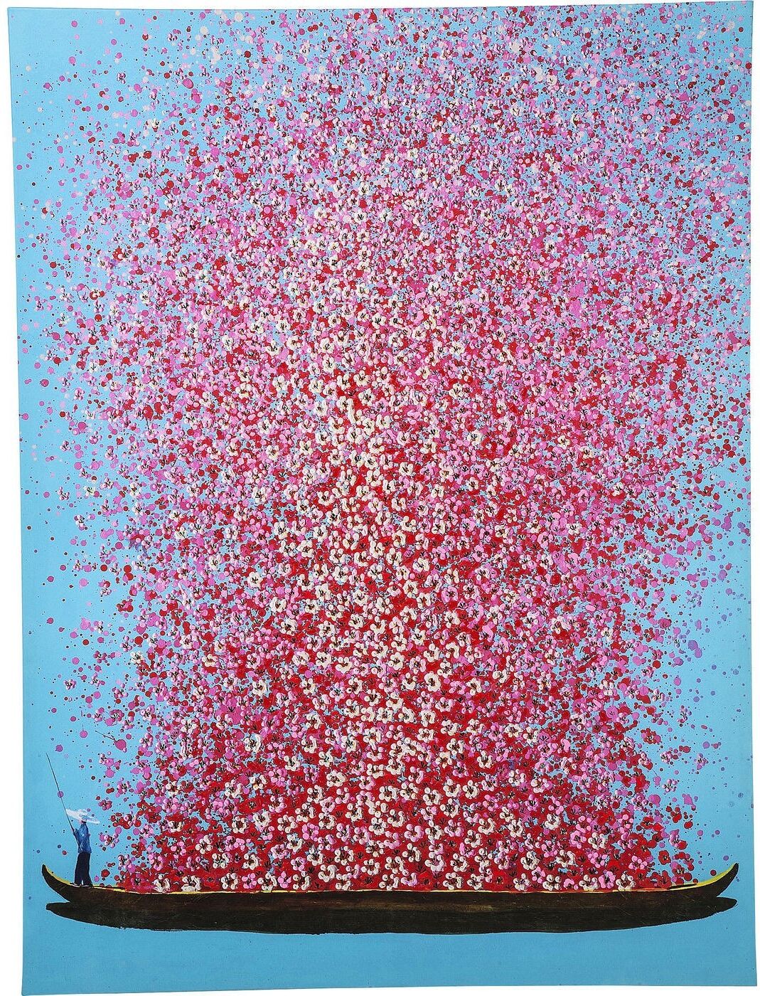 Kare Design Cuadro touched flower boat azul rosa 120x160cm