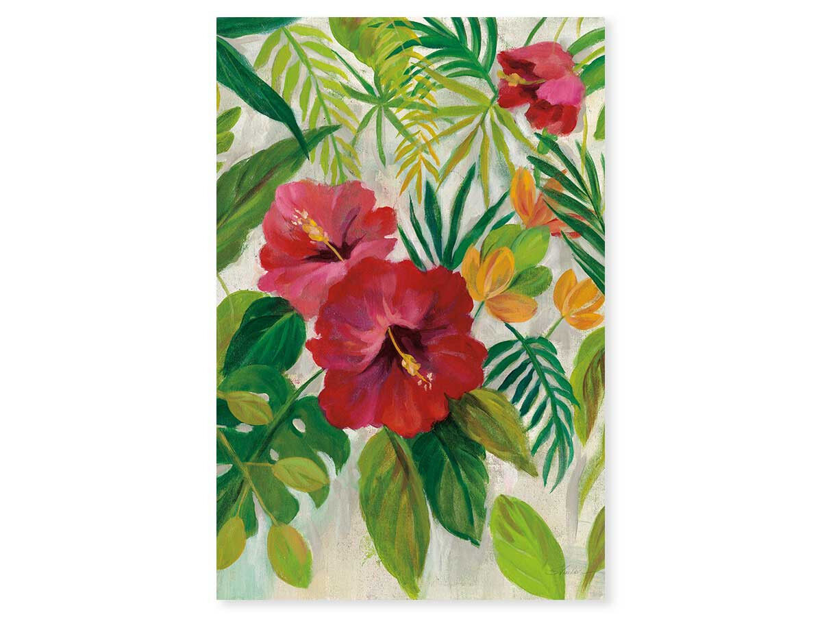 Hexoa Cuadro de hibisco tropical impresión sobre lienzo 60x90cm