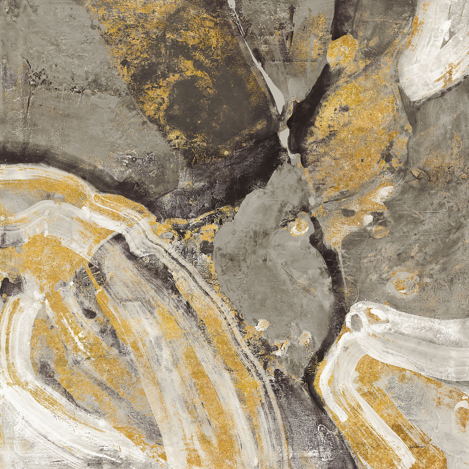 Hexoa Cuadro río de oro impresión sobre lienzo 80x80cm