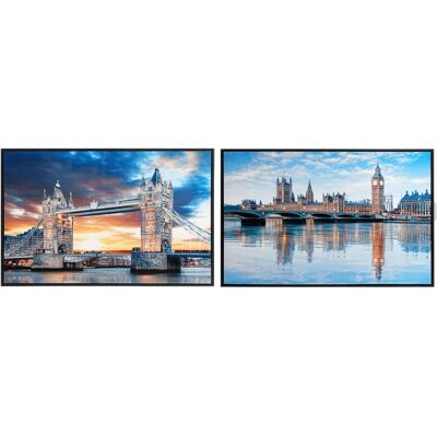 NIYLO Conjunto de 2 cuadros lienzo londres multicolor 90x2x60 cm NIYLO Conjunto de 2 cuadros lienzo londres multicolor 90x2x60 cm