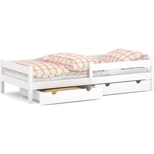 WNM Group Cama individual de pino macizo 190x90 blanco