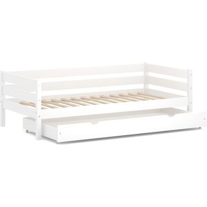 WNM Group Cama individual de pino macizo 180x80 blanco