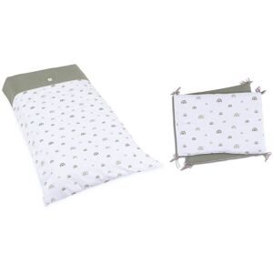 Alondra Set nórdico y protector verde-oliva para cuna de 70x140 cm