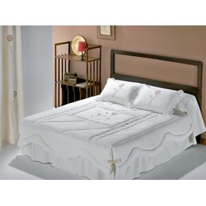 Confecciones Paula Edredón coordinado bordado relleno 370 gr cama 90 flores rojas