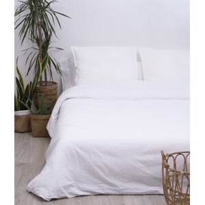 SI·SOM·DOS Sábana percal 200 hilos lavado algodón blanco cama de 180 cm