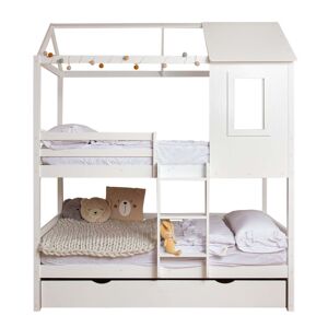 MueMue Litera + cama elevable madera blanco 90x190/90x190cm