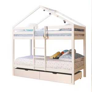 MueMue Litera casita + 2 cajones madera blanco 90x190/90x190cm