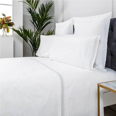 Cotton Artean Juego de sábanas bordadas algodón 200 hilos blanco 210x260 Cama 135 Cotton Artean Juego de sábanas bordadas algodón 200 hilos blanco 210x260 Cama 135