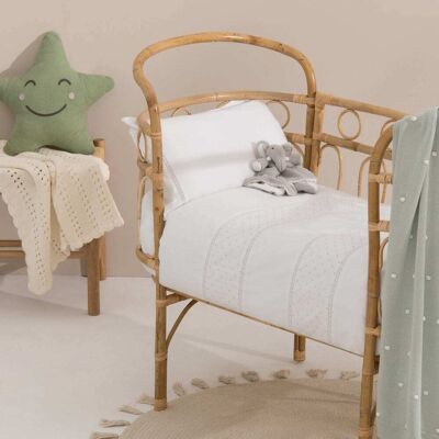 Textura Interiors Funda nórdica de algodón percal 200 hilos bordado blanco. Cuna 60cm Textura Interiors Funda nórdica de algodón percal 200 hilos bordado blanco. Cuna 60cm