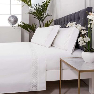 Cotton Artean Juego de sábanas percal algodón 200 hilos BLANCO 210x260 Cama 135 Cotton Artean Juego de sábanas percal algodón 200 hilos BLANCO 210x260 Cama 135