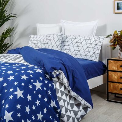 Cotton Artean Funda Nordica algodón poliéster gris y azul 280 X 260 Cama de 200 Cotton Artean Funda Nordica algodón poliéster gris y azul 280 X 260 Cama de 200
