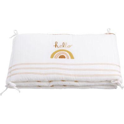 Protector de cuna Sauthon Baby Sunlight Blanco Beige - Barandilla de cuna Protector de cuna Sauthon Baby Sunlight Blanco Beige - Barandilla de cuna