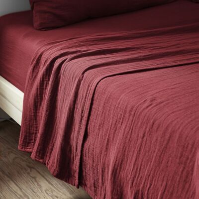 Housse De Rêve - Drap Plat 270x300 - Gasa de algodón - Vino - Sheet Housse De Rêve - Drap Plat 270x300 - Gasa de algodón - Vino - Sheet