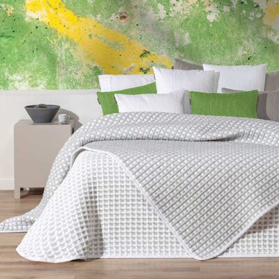 Manterol Colcha cubrecama jacquard reversible gofre gris cama 90cm Manterol Colcha cubrecama jacquard reversible gofre gris cama 90cm