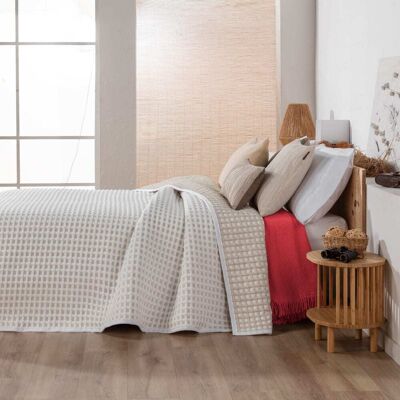 Manterol Colcha cubrecama jacquard reversible gofre beige cama 180cm Manterol Colcha cubrecama jacquard reversible gofre beige cama 180cm