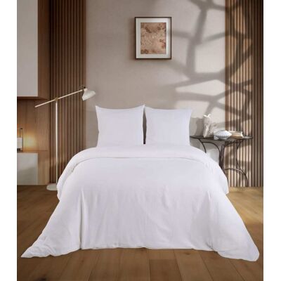 Blanc Avenue Juego de funda de edredón 240x220 cm+ 2 fa de gasa de algodón-blanco Blanc Avenue Juego de funda de edredón 240x220 cm+ 2 fa de gasa de algodón-blanco
