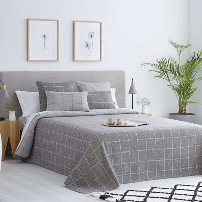 Naf Naf Colcha reversible de algodón gris 230x270 cm Naf Naf Colcha reversible de algodón gris 230x270 cm