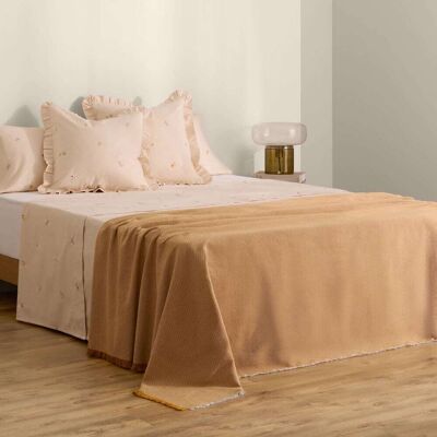 Textura Interiors Sábana encimera180 hilos flores bordadas beige. 100% Algodón percal Textura Interiors Sábana encimera180 hilos flores bordadas beige. 100% Algodón percal