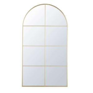 Maisons du Monde Espejo ventana grande en arco de metal dorado 90 x 165