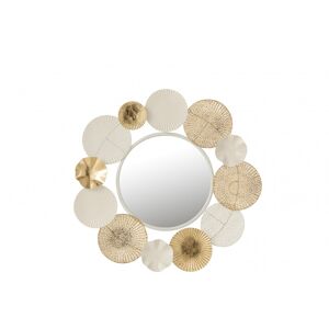 LANADECO Espejo redondo círculo metal blanco/oro alt. 67