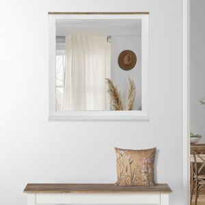 WOMO-DESIGN Espejo de pared natural/blanco, 80x76 cm, de madera