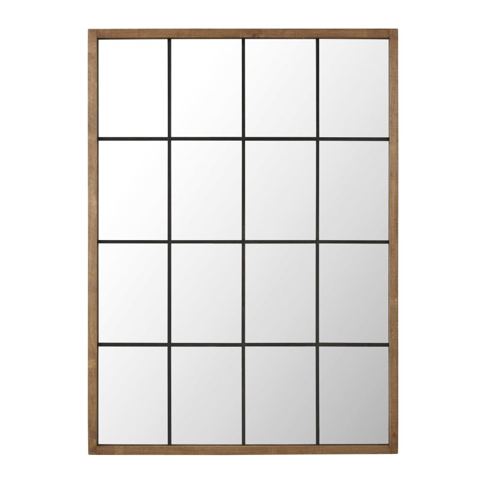Maisons du Monde Espejo ventana de pino y metal con efecto envejecido 121x165