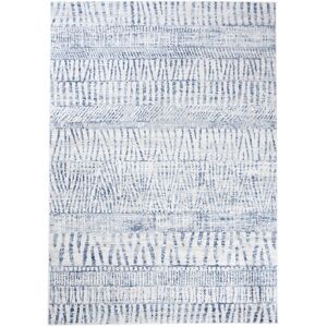 Tapiso Alfombra de salón crema azul líneas suave 250 x 350 cm