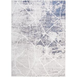 Tapiso Alfombra de salón azul beige gris vintage suave 140 x 200 cm