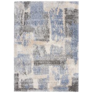 Tapiso Alfombra de salón azul beige estamapado  shaggy 200 x 300 cm