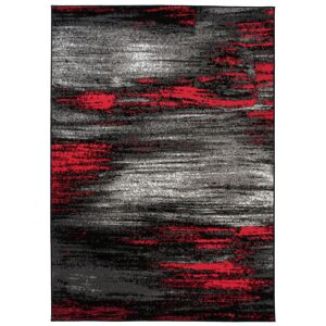 Tapiso Alfombra de salón rojo gris negro 140 x 200 cm