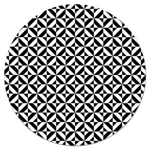 Home and Living Alfombra vinílica redonda geometría negro 190x190 cm