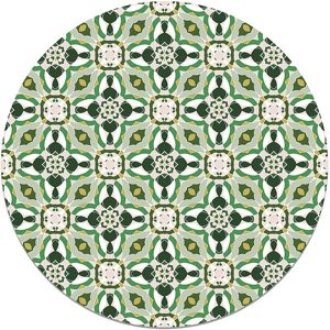 Home and Living Alfombra vinilo redonda baldosín oriental caleidoscopio verde 150x150