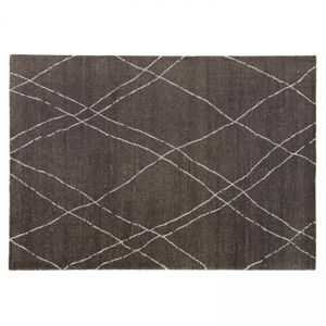 Oviala Tapiz rectangular con patrón bereber en gris antracita de 160 x 230 cm