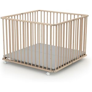 Webaby Parque infantil plegable de madera en madera haya cruda 100 x 100 cm