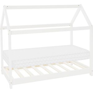 ML-Design Cama infantil madera pino blanco forma de casa 80x160 cm