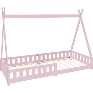 ML-Design Cama infantil tipi anticaída rosa en madera 200x90cm