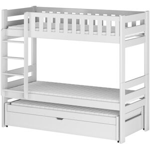 AKL FURNITURE Cama para niño Madera de pino Blanco 80x180