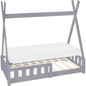 ML-Design Cama infantil tipi gris con colchón espuma fría 70x140 cm