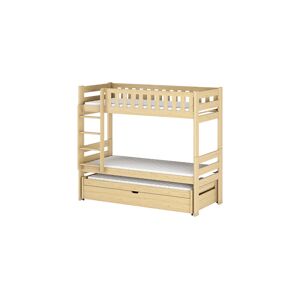 AKL FURNITURE Litera infantil de madera de pino natural 90x200