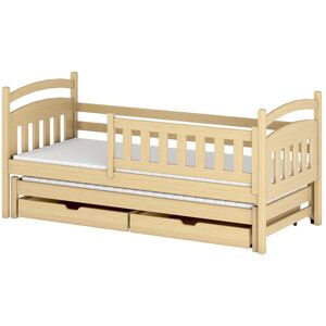 AKL FURNITURE Litera infantil de madera de pino natural 90x200