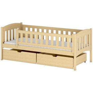 AKL FURNITURE Cama infantil de madera de pino natural 90x200