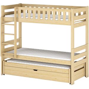 AKL FURNITURE Litera infantil de madera de pino natural 80x180