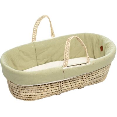 Sevira Kids Cesta para bebé con colchón funda y funda ajustable puntos dorados Sevira Kids Cesta para bebé con colchón funda y funda ajustable puntos dorados