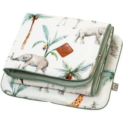 Sevira Kids Conjunto de manta y cojín para cuna o moisés safari gris verdoso Sevira Kids Conjunto de manta y cojín para cuna o moisés safari gris verdoso