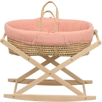 Sauthon Moisés de fibra natural y funda de tela con soporte de pino macizo Sauthon Moisés de fibra natural y funda de tela con soporte de pino macizo