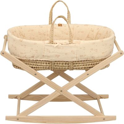 Sauthon Moisés de fibra natural y funda de tela con soporte de pino macizo Sauthon Moisés de fibra natural y funda de tela con soporte de pino macizo