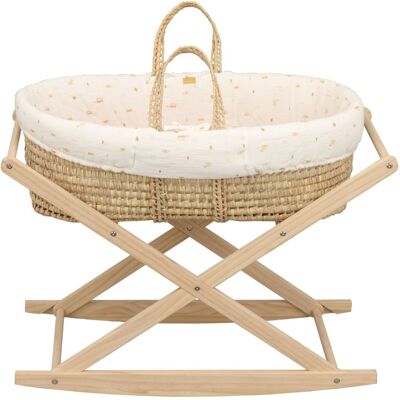 Sauthon Moisés de fibra natural y funda de tela con soporte de pino macizo Sauthon Moisés de fibra natural y funda de tela con soporte de pino macizo
